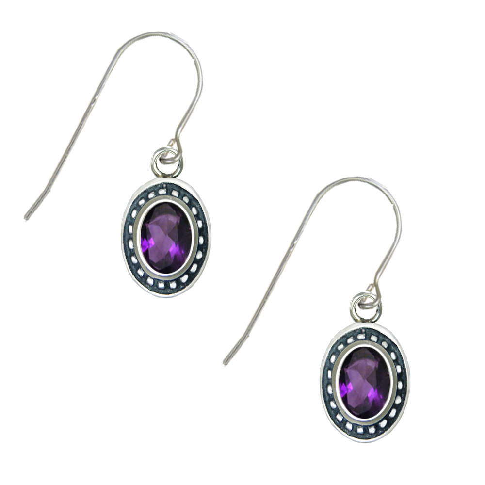 Sterling Silver Petite Amethyst Gemstone Drop Dangle Earrings